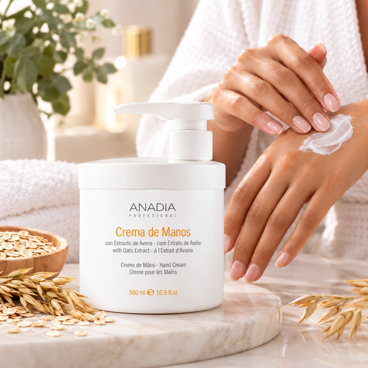 Crème Nourrissante pour les Mains Anadia à l'Extrait d'Avoine - 500ml